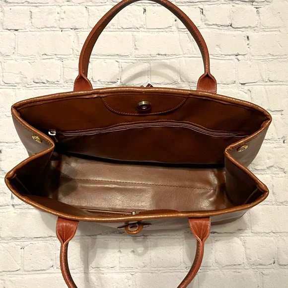 Longchamp Brown Leather Roseau Bag - Bamboo Front Clasp - Picture 8 of 14